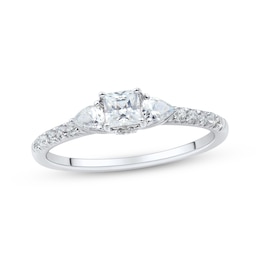 Memories Moments Magic Princess-Cut, Pear-Shaped & Round-Cut Diamond Three-Stone Engagement Ring 3/4 ct tw 14K White Gold