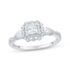 Thumbnail Image 1 of Princess-Cut, Pear-Shaped & Round-Cut Diamond Three-Stone Engagement Ring 1 ct tw 14K White Gold