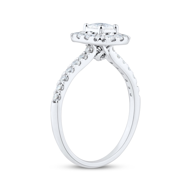 Main Image 2 of Princess & Round-Cut Diamond Engagement Ring 3/4 ct tw Platinum