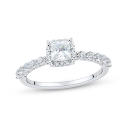 Now + Forever Princess & Round-Cut Diamond Engagement Ring 1 ct tw Platinum