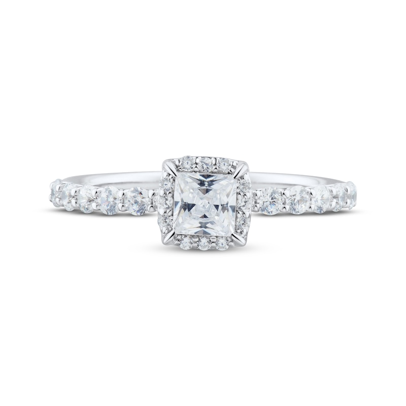 Main Image 3 of Princess & Round-Cut Diamond Engagement Ring 1 ct tw Platinum