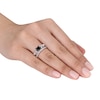 Thumbnail Image 4 of Vintage-Style Princess-Cut Black & Round-Cut White Diamond Bridal Set 7/8 ct tw 14K White Gold