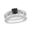 Thumbnail Image 1 of Vintage-Style Round-Cut Black & White Diamond Bridal Set 7/8 ct tw 14K White Gold 14K White Gold