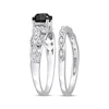 Thumbnail Image 2 of Vintage-Style Round-Cut Black & White Diamond Bridal Set 7/8 ct tw 14K White Gold 14K White Gold