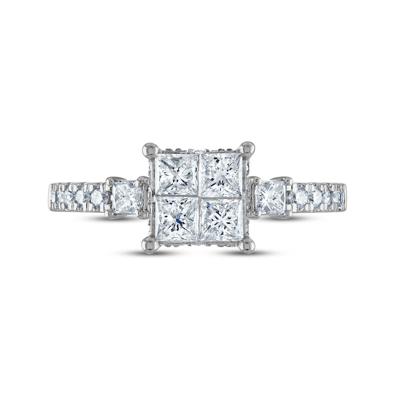 Main Image 3 of Princess & Round-Cut Diamond Engagement Ring 1 ct tw 14K White Gold