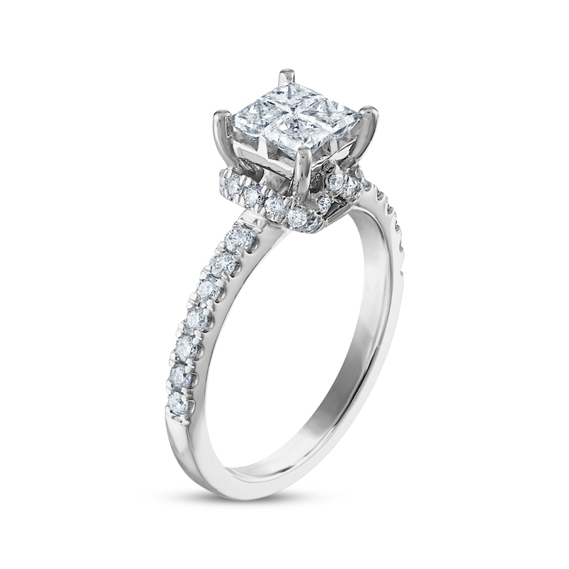 Main Image 2 of Princess & Round-Cut Diamond Engagement Ring 1 ct tw 14K White Gold