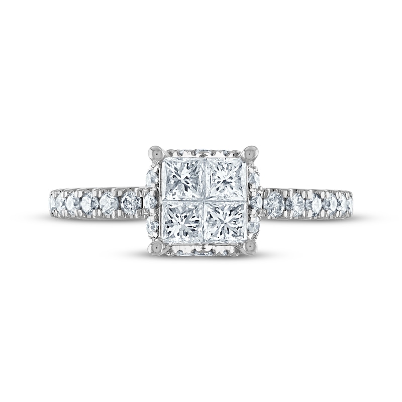 Main Image 3 of Princess & Round-Cut Diamond Engagement Ring 1 ct tw 14K White Gold