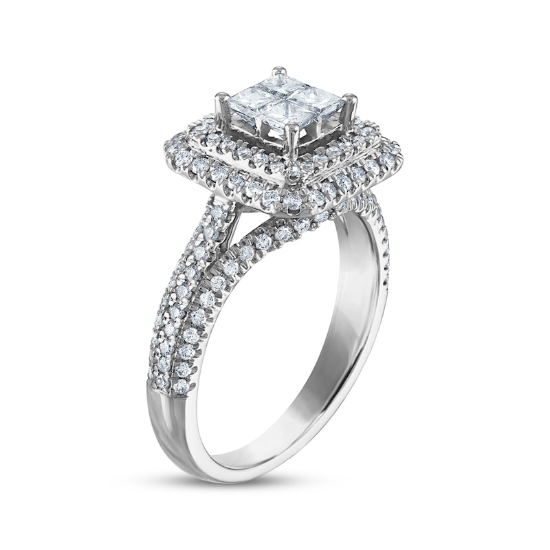 Main Image 2 of Princess & Round-Cut Diamond Engagement Ring 1 ct tw 14K White Gold