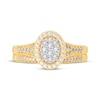 Thumbnail Image 3 of Round-Cut Multi-Diamond Center Oval-Frame Bridal Set 1/2 ct tw 10K Yellow Gold