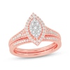 Thumbnail Image 1 of Now + Forever Round-Cut Multi-Diamond Center Marquise-Frame Bridal Set 1/2 ct tw 10K Rose Gold