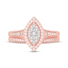 Thumbnail Image 3 of Now + Forever Round-Cut Multi-Diamond Center Marquise-Frame Bridal Set 1/2 ct tw 10K Rose Gold