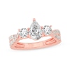 Thumbnail Image 1 of Memories Moments Magic Pear-Shaped & Round-Cut Three-Stone Diamond Engagement Ring 2 ct tw 14K Rose Gold