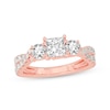 Thumbnail Image 1 of Memories Moments Magic Princess & Round-Cut Three-Stone Diamond Engagement Ring 2 ct tw 14K Rose Gold