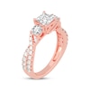 Thumbnail Image 2 of Memories Moments Magic Princess & Round-Cut Three-Stone Diamond Engagement Ring 2 ct tw 14K Rose Gold