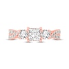 Thumbnail Image 3 of Memories Moments Magic Princess & Round-Cut Three-Stone Diamond Engagement Ring 2 ct tw 14K Rose Gold