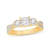 Thumbnail Image 1 of Memories Moments Magic Princess & Round-Cut Three-Stone Diamond Engagement Ring 2 ct tw 14K Yellow Gold