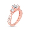 Thumbnail Image 2 of Memories Moments Magic Oval & Round-Cut Three-Stone Diamond Engagement Ring 2 ct tw 14K Rose Gold