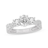 Thumbnail Image 1 of Memories Moments Magic Oval & Round-Cut Three-Stone Diamond Engagement Ring 2 ct tw 14K White Gold