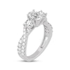 Thumbnail Image 2 of Memories Moments Magic Oval & Round-Cut Three-Stone Diamond Engagement Ring 2 ct tw 14K White Gold