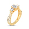 Thumbnail Image 2 of Memories Moments Magic Oval & Round-Cut Diamond Three-Stone Engagement Ring 2 ct tw 14K Yellow Gold