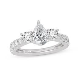 Memories Moments Magic Pear-Shaped & Round-Cut Three-Stone Diamond Engagement Ring 2 ct tw 14K White Gold