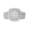 Thumbnail Image 3 of Round-Cut Multi-Diamond Center Cushion-Shaped Bridal Set 1-1/2 ct tw 10K White Gold