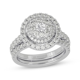 Now + Forever Round-Cut Diamond Halo Bridal Set 1-1/2 ct tw 10K White Gold