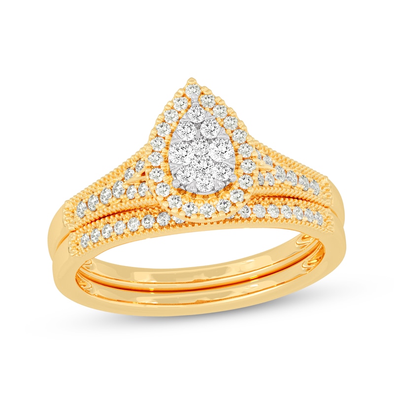 Round-Cut Diamond Pear-Shaped Bridal Set 3/8 ct tw 14K Yellow Gold | Kay