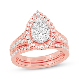 Now + Forever Round-Cut Diamond Pear-Shaped Bridal Set 1 ct tw 14K Rose Gold