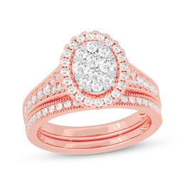 Round-Cut Diamond Oval-Shaped Bridal Set 1 ct tw 14K Rose Gold