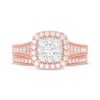 Thumbnail Image 3 of Round-Cut Diamond Cushion-Shaped Bridal Set 1 ct tw 14K Rose Gold