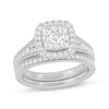 Thumbnail Image 1 of Round-Cut Diamond Cushion-Shaped Bridal Set 1 ct tw 14K White Gold