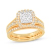 Thumbnail Image 1 of Round-Cut Diamond Cushion-Shaped Bridal Set 1 ct tw 14K Yellow Gold