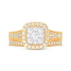 Thumbnail Image 3 of Round-Cut Diamond Cushion-Shaped Bridal Set 1 ct tw 14K Yellow Gold