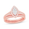 Thumbnail Image 1 of Round-Cut Diamond Marquise-Shaped Bridal Set 3/8 ct tw 14K Rose Gold