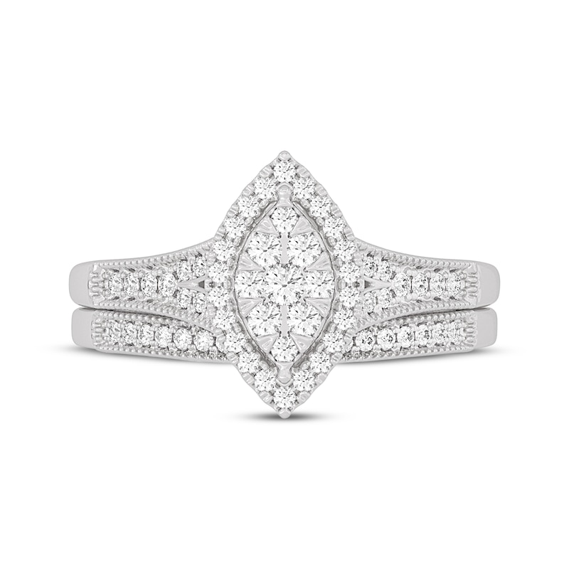 Main Image 3 of Round-Cut Diamond Marquise-Shaped Bridal Set 3/8 ct tw 14K White Gold