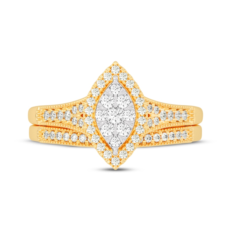 Main Image 3 of Round-Cut Diamond Marquise-Shaped Bridal Set 3/8 ct tw 14K Yellow Gold