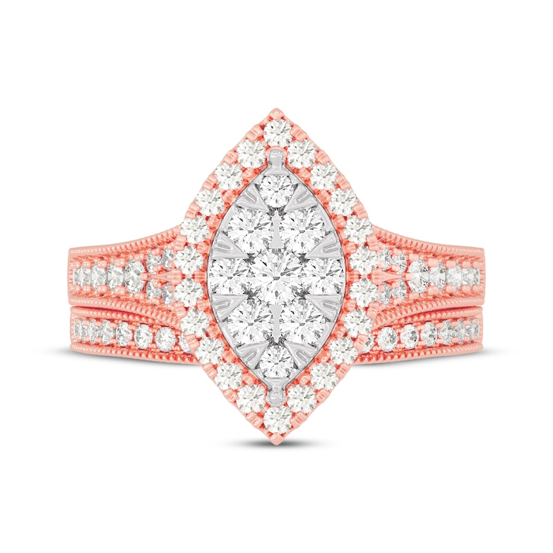 Main Image 3 of Multi-Diamond Center Marquise-Shaped Bridal Set 1 ct tw 14K Rose Gold