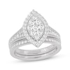 Thumbnail Image 1 of Round-Cut Diamond Marquise-Shaped Bridal Set 1 ct tw 14K White Gold