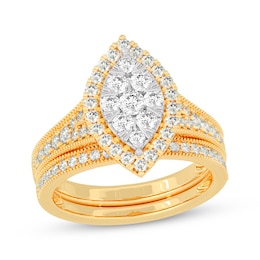 Round-Cut Diamond Pear-Shaped Bridal Set 1 ct tw 14K Yellow Gold