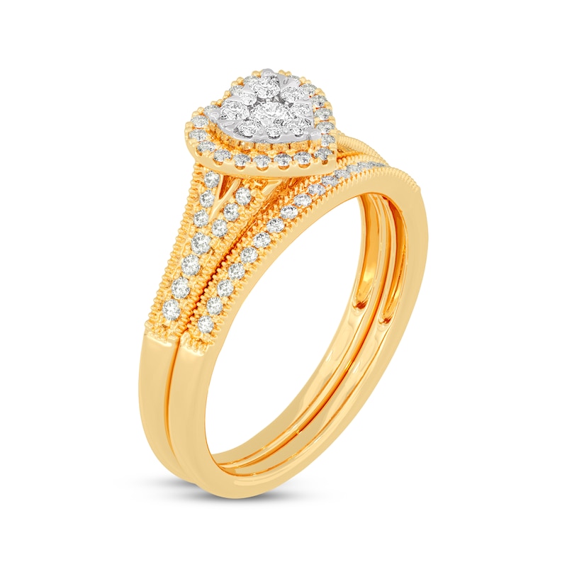 Round-Cut Diamond Heart-Shaped Bridal Set 3/8 ct tw 14K Yellow Gold