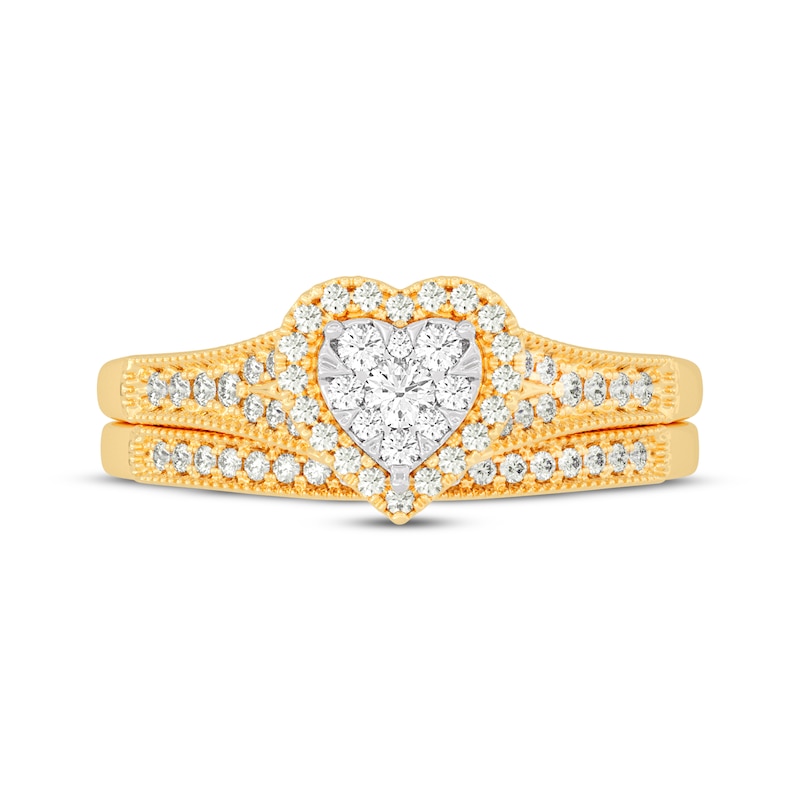 Round-Cut Diamond Heart-Shaped Bridal Set 3/8 ct tw 14K Yellow Gold