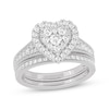 Thumbnail Image 0 of Round-Cut Diamond Heart-Shaped Bridal Set 1 ct tw 14K White Gold