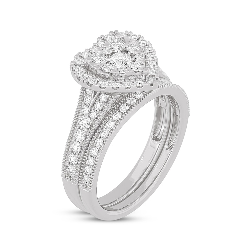 Round-Cut Diamond Heart-Shaped Bridal Set 1 ct tw 14K White Gold