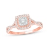 Thumbnail Image 1 of Baguette & Round-Cut Multi-Diamond Center Cushion-Shaped Engagement Ring 1/2 ct tw 14K Rose Gold