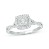 Thumbnail Image 1 of Baguette & Round-Cut Multi-Diamond Center Cushion-Frame Engagement Ring 1/2 ct tw 14K White Gold