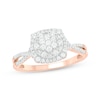 Thumbnail Image 1 of Now + Forever Baguette & Round-Cut Multi-Diamond Center Cushion-Shaped Engagement Ring 1/2 ct tw 14K Rose Gold