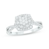 Thumbnail Image 1 of Baguette & Round-Cut Multi-Diamond Center Cushion-Shaped Engagement Ring 1/2 ct tw 14K White Gold