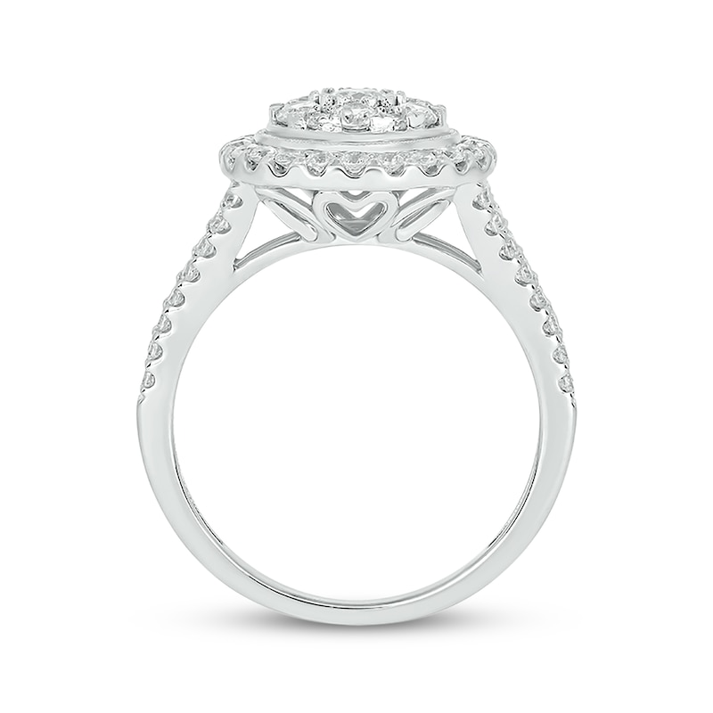 Main Image 3 of Round-Cut Diamond Double-Frame Engagement Ring 1 ct tw 14K White Gold