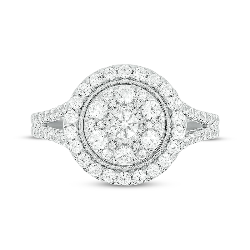 Main Image 4 of Round-Cut Diamond Double-Frame Engagement Ring 1 ct tw 14K White Gold